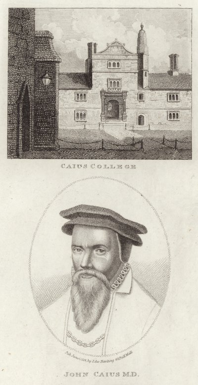 Caius College ja muotokuva John Caiuksesta tekijältä English School