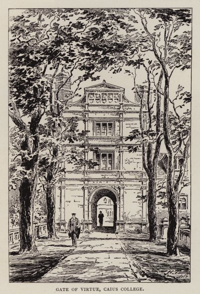Cambridge: Hyveen portti, Caius College (etsaus) tekijältä English School