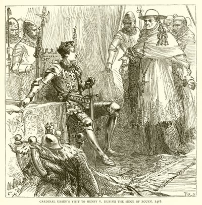 Kardinaali Ursinisin vierailu Henrik V:n luona Rouenin piirityksen aikana, 1418 tekijältä English School