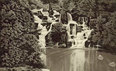 Cascade, Virginia Water (litho) tekijältä English School
