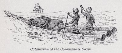 Coromandel Coastin katamaraani (litho) tekijältä English School