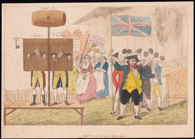 Cecil Wray teoksessa Pillory The Rights of the Commons, pub. 1784 (käsinvärinen kaiverrus) tekijältä English School
