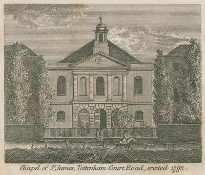 Kappeli St James, Tottenham Court Road, Lontoo, pystytettiin 1792 tekijältä English School