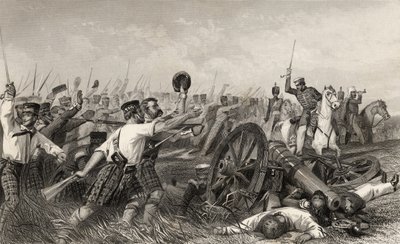 Charge of the Highlanders ennen Cawnporea kenraali Havelockin johdolla, vuonna 1858 julkaistusta The History of the Indian Mutinysta tekijältä English School