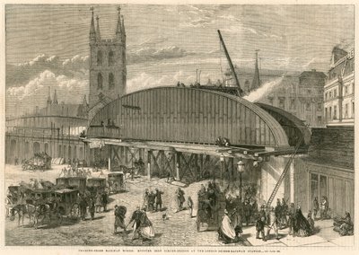 Charing Cross Railway toimii: hirviömäinen rautapalkkisilta London Bridgen rautatieasemalla tekijältä English School