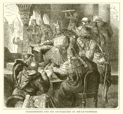 Charlemagne ja hänen neuvonantajansa Aix-la-Chapellessa tekijältä English School