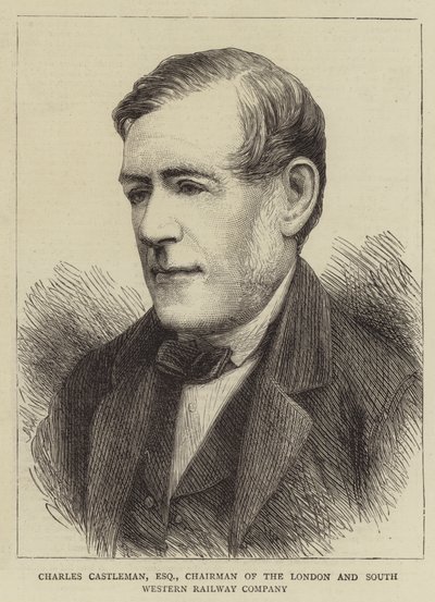 Charles Castleman, Esquire, Lontoon ja South Western Railway Companyn puheenjohtaja (kaiverrus) tekijältä English School