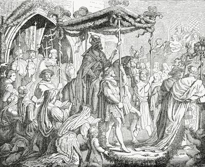 Kaarle IV, Pyhän Rooman keisari, vierailemassa paavi Urbanus V:n luona Avignonissa vuonna 1365, 1882 tekijältä English School