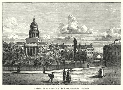 Charlotte Square, jossa näkyy Pyhän Yrjön kirkko (kaiverrus) tekijältä English School