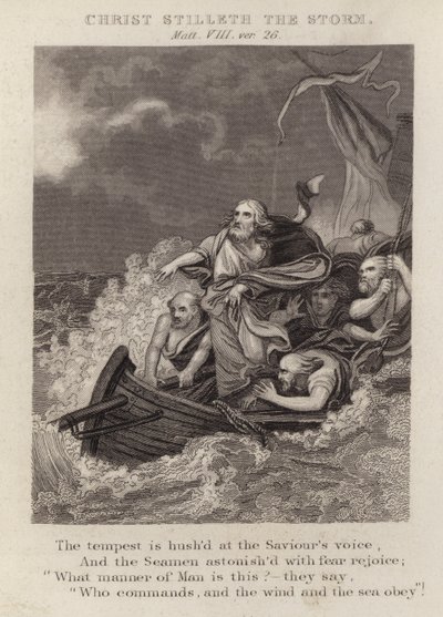 Kristus hiljentää myrskyn, Matteus VIII, versio 26 (kaiverrus) tekijältä English School