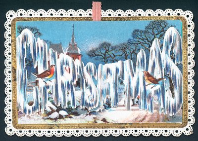 Joulun sanamuoto jäässä, joulukortti tekijältä English School