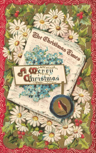 Joululehti, joulutervehdyskortti, 1800-luvun loppu tai 1900-luvun alku (chromolitho) tekijältä English School