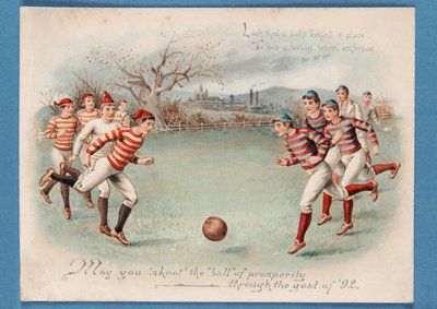 Joulupostikortti jalkapallo-ottelusta, 1892 tekijältä English School