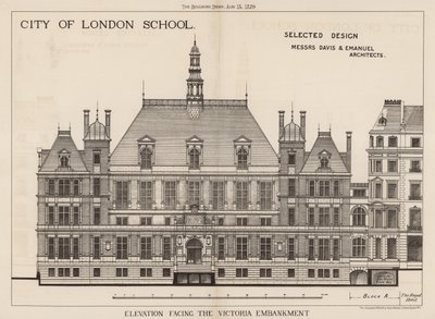 City of London School; korkeus Victoria Embankmentin suuntaan tekijältä English School