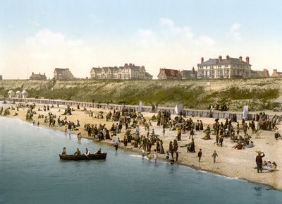 Kallioita ja ranta, Clacton-on-sea (käsin värjätty valokuva) tekijältä English School