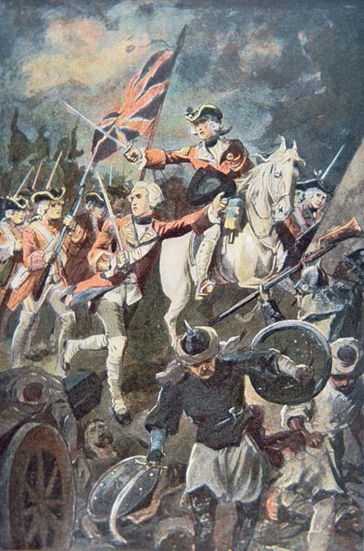 Clive at Plassey (väri litho) tekijältä English School