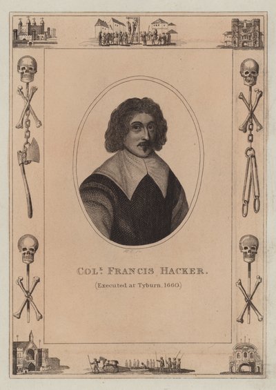 Eversti Francis Hacker, teloitettu Tyburnissa, 1660 tekijältä English School