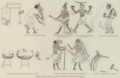 Comic Frieze herra Flinders Petrien Egyptin löydöistä (kaiverrus) tekijältä English School