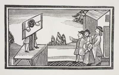 Tuomittu seisomaan yhden tunnin tai useamman pillerin ääressä, kuvitus John Ashtonin pubista Chap-books of the Eightenth Century. 1882 tekijältä English School