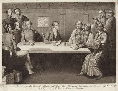 Konferenssi Chusanissa Commodore Bremerin ja kiinalaisen virkamiehen välillä HMS Wellesleyssä 4. heinäkuuta 1841 tekijältä English School