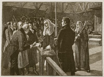 Parlamenttitalojen välinen konferenssi, 1835, kuvitus Cassells Illustrated History of Englandista (seepiakuva) tekijältä English School