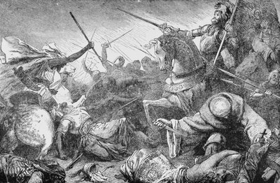 Conflict with Saracens, Ranskan historiasta, Emile de Bonnechose, julkaisija Ward, Lock and Co, Lontoo tekijältä English School