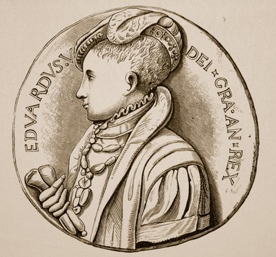 Edward VI:n kruunausmitali (seepiakuva) tekijältä English School