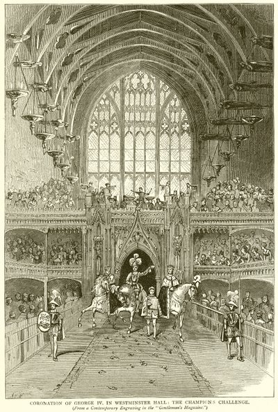 George IV:n kruunaus. Westminster Hallissa: Champions Challenge tekijältä English School