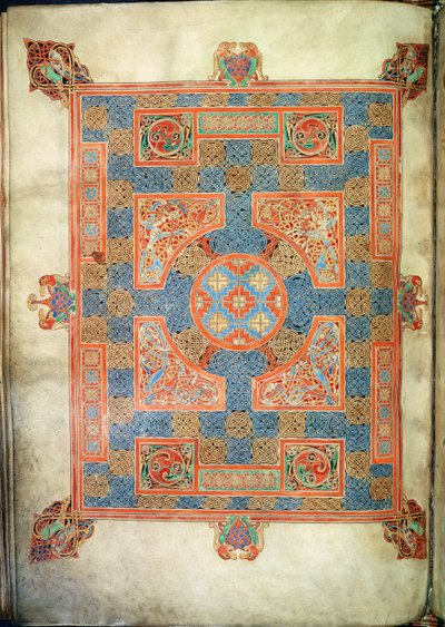 Cott Nero D. IV, f.94v Mattosivu, joka avaa Pyhän Markuksen evankeliumin, Lindifarne Gospels, 710-721 (vellum) tekijältä English School