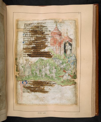 Cotton MS Tiberius A VII/1 fol. 75r, 1400-luvun loppupuoli (pergamentti). tekijältä English School