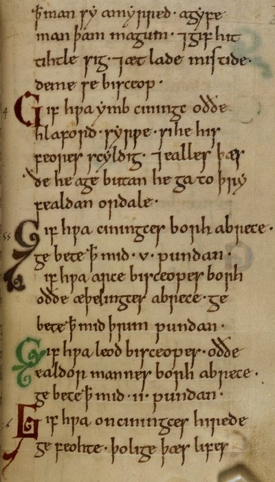 Cotton Nero A. I. f.33 King Cnutin lakikoodi (vellum) tekijältä English School