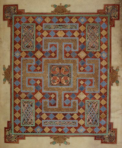 Cotton Nero D. IV, f.138v Mattosivu, joka esittelee Pyhän Luukkaan evankeliumin, Lindisfarnen evankeliumeista, 710-21 (vellum) tekijältä English School