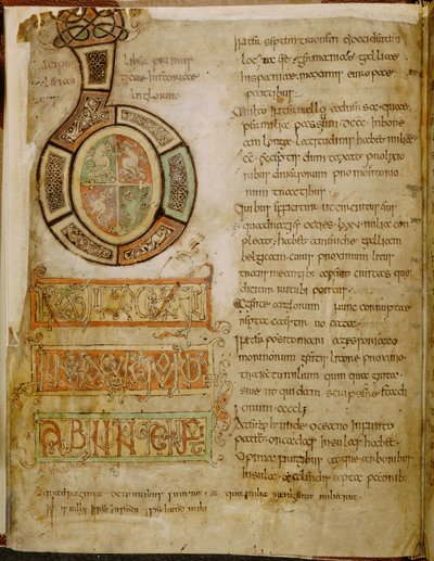 Puuvilla Tiberius C. II, f.5v Alkukirjain 