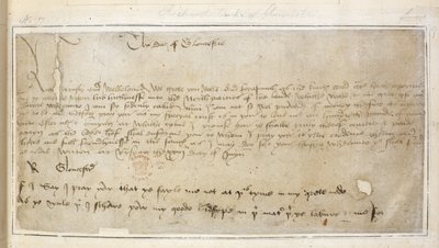 Cotton Vespasianus MS F III f.19 Richardin ensimmäinen säilynyt kirje Sir John Saylle tekijältä English School