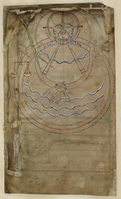 Cotton ms tiberius c vi f007v Diagrammatic representation of the Creation, illustration from 
