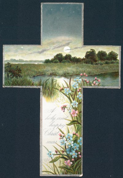 Country Scene sisällä Cross, joulukortti tekijältä English School