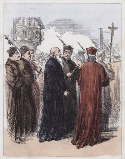 Cranmer johti Execution (värillinen kaiverrus) tekijältä English School