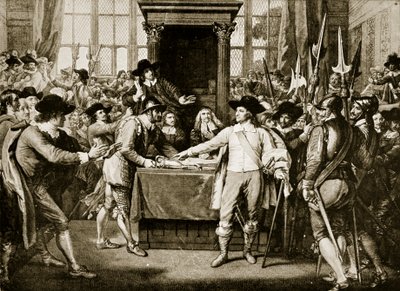 Cromwell hajottaa Long Parliament, 1653, kuva Hutchinsons Story of the British Nationista, n. 1923 tekijältä English School