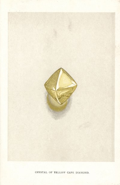 Crystal of Yellow Cape Diamond, Edwin Streeterin "Precious Stones and Gems" -kappaleesta Lontoo, George Bell & Sons tekijältä English School