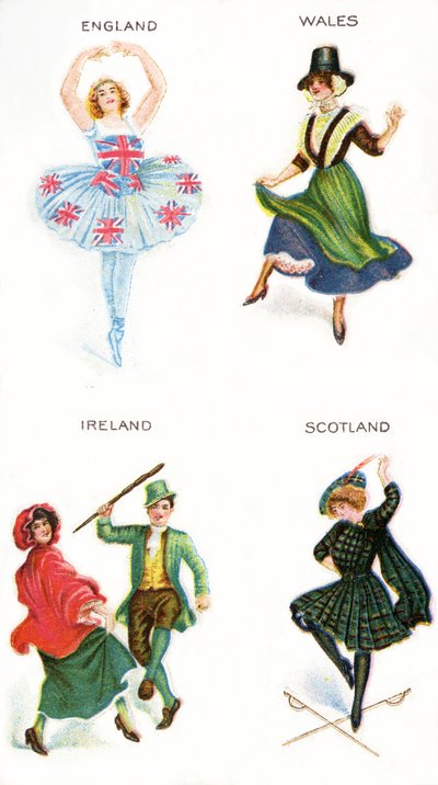 Brittisaarten tanssijat, tupakkakortit, 1915 (katso myös 472941, 472966,472956,472963) tekijältä English School