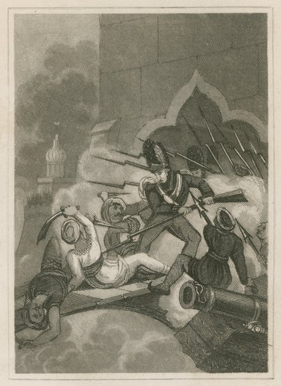 Tippoo Sahib kuoli Seringapatamin piirityksessä, Intiassa, 1799 tekijältä English School