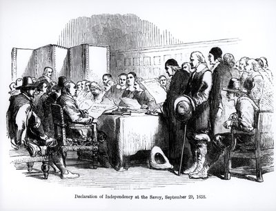 Itsenäisyysjulistus Savoyssa, 29. syyskuuta 1658 (kaiverrus) (bw kuva) tekijältä English School