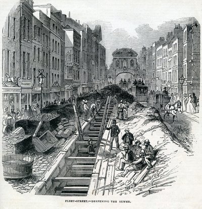 Fleet Streetin viemäriverkoston syventäminen, Lontoo, 1845 tekijältä English School