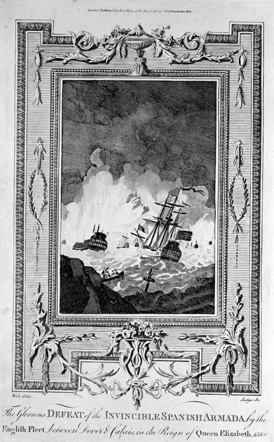 Espanjalaisen armadan tappio, Paul Wrightin "The New and Complete Book of Martyrs" -teoksesta (kaiverrus) (svetokuvassa). tekijältä English School