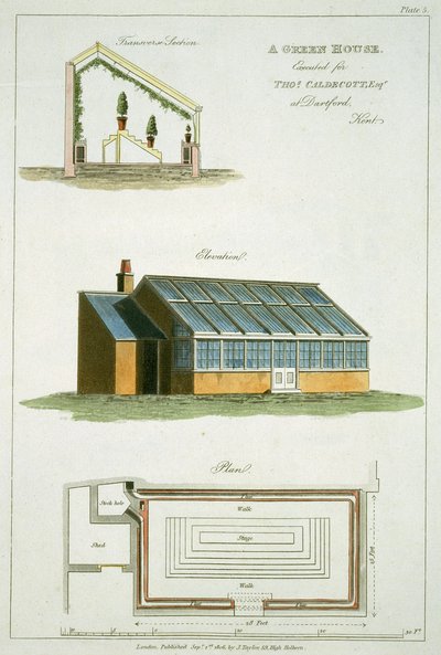 Design for A Green House, toteutettu Thomas Caldecottille Dartfordissa, Kentissä, 1806 tekijältä English School