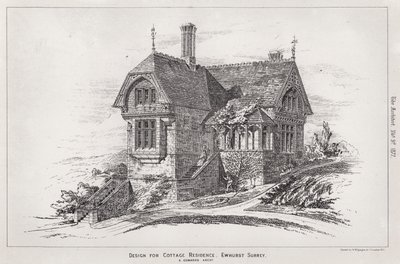 Suunnittelu Cottage Residencelle, Ewhurst, Surrey (kaiverrus) tekijältä English School