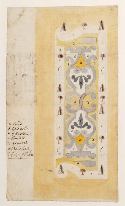 Suunnittelu Knot Gardenille, Bush Hill, lähellä Edmontonia, Lontoo, 1713 (wc ja kynä ja ruskea muste levitetylle paperille) tekijältä English School