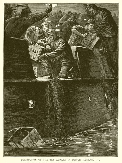 Teelastien tuhoaminen Bostonin satamassa, 1773 tekijältä English School