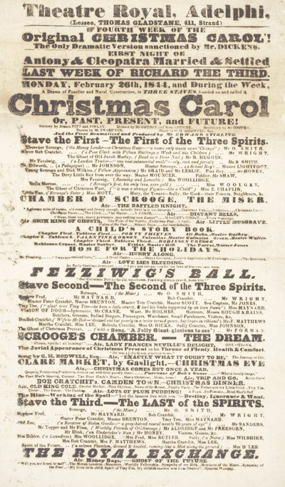 Dickensin näytelmä: Joululaulu Adelphi Theatre Royalissa, 26. helmikuuta 1814 tekijältä English School