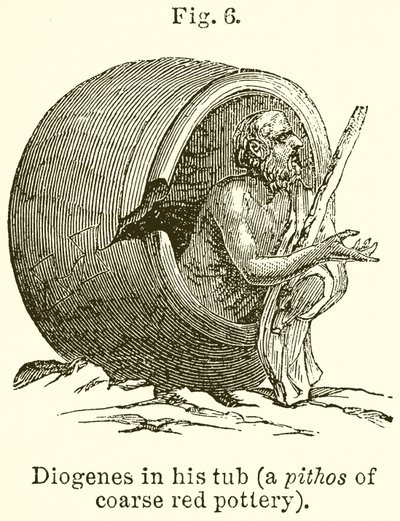 Diogenes kylpyammeessa (Puthos of Coarse Red Pottery) tekijältä English School
